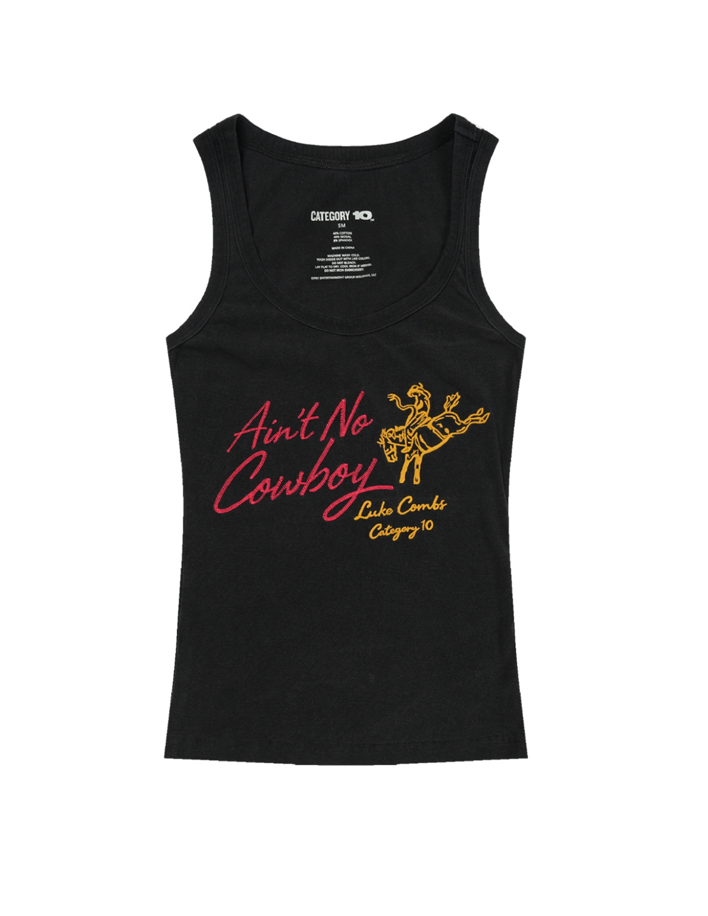 Category 10 Aint No Cowboy Tank - BLACK / XS - SCOOPNECK