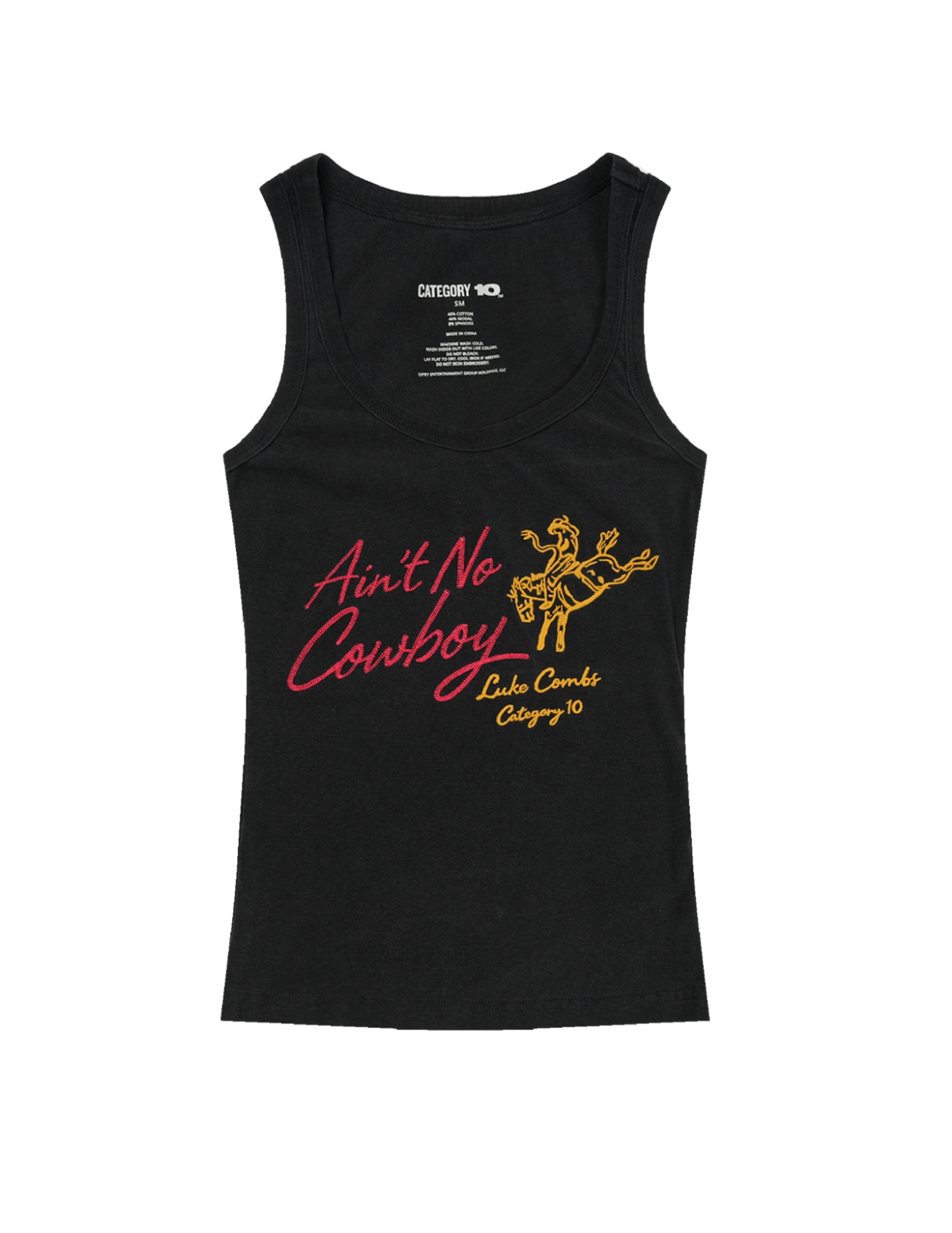 Category 10 Aint No Cowboy Tank - BLACK / XS - SCOOPNECK