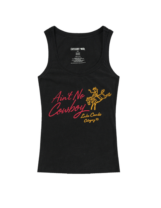 Category 10 Aint No Cowboy Tank - BLACK / XS - SCOOPNECK