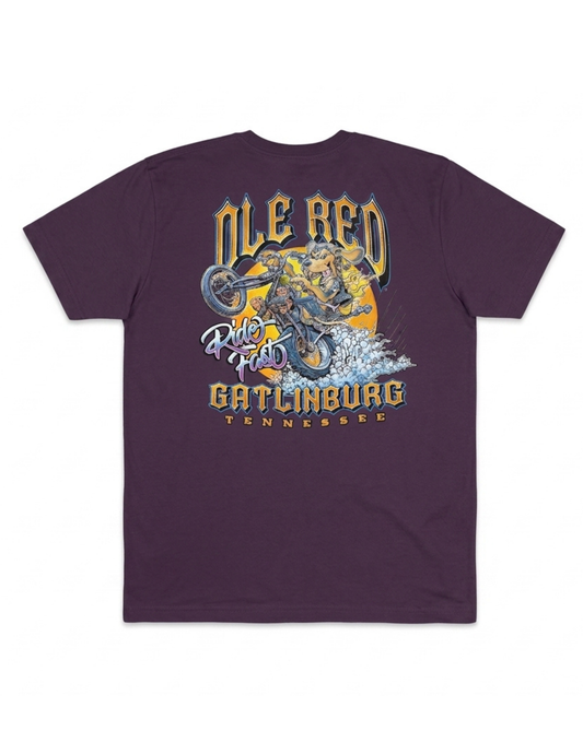 Ole Red Gatlinburg Motorcycle Tee - PURPLE / SM - CREWS