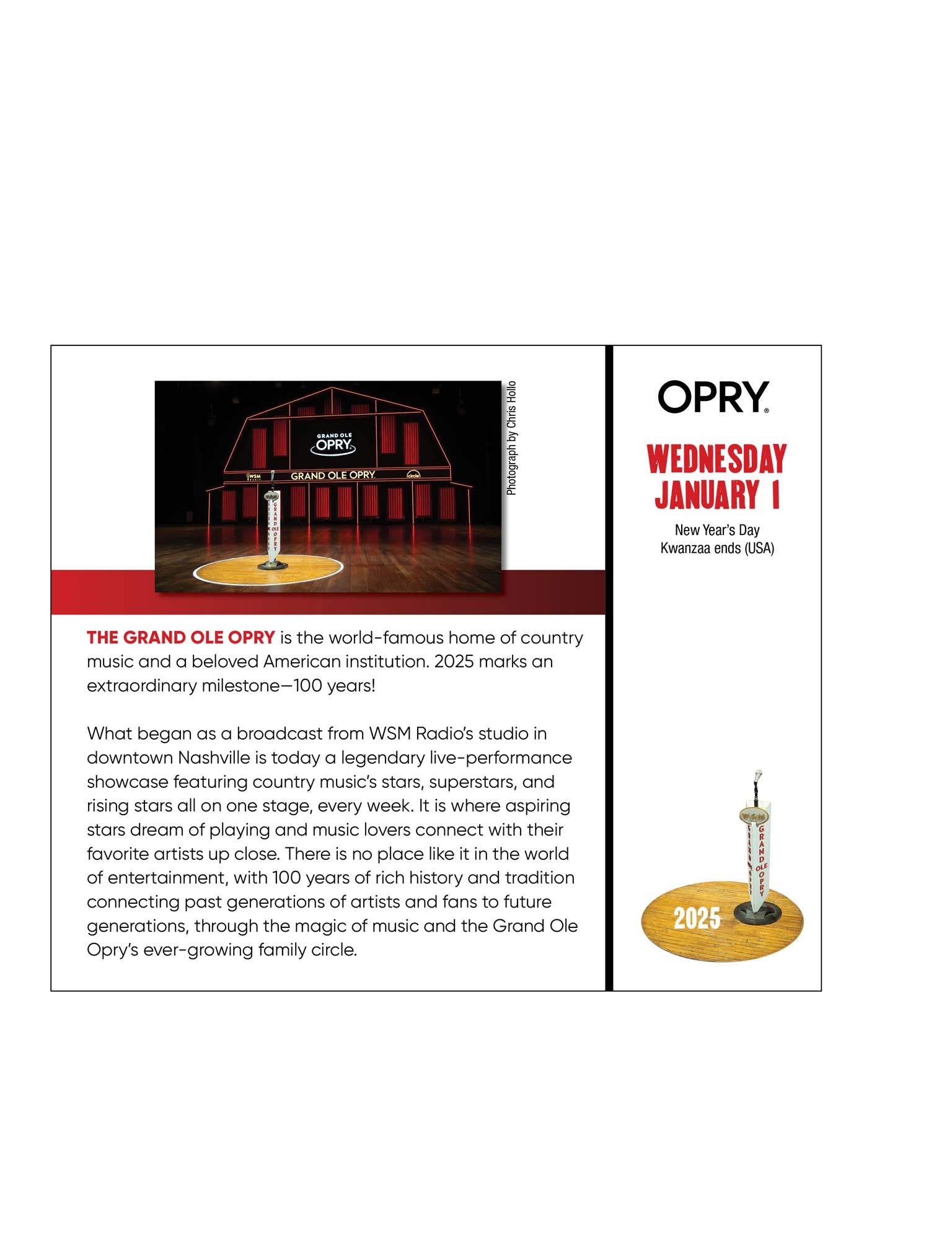 Opry 2025 Daily Desk Calendar