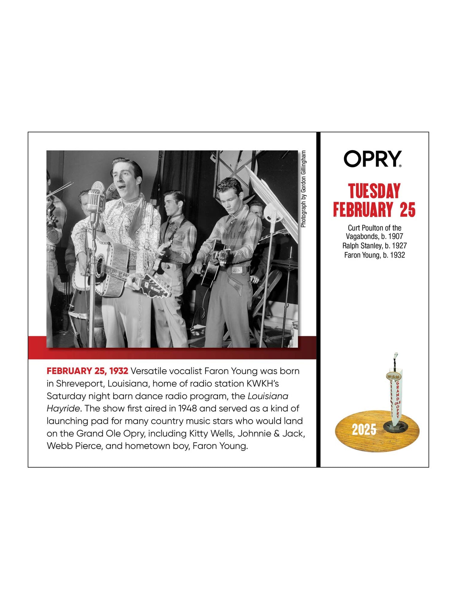 Opry 2025 Daily Desk Calendar