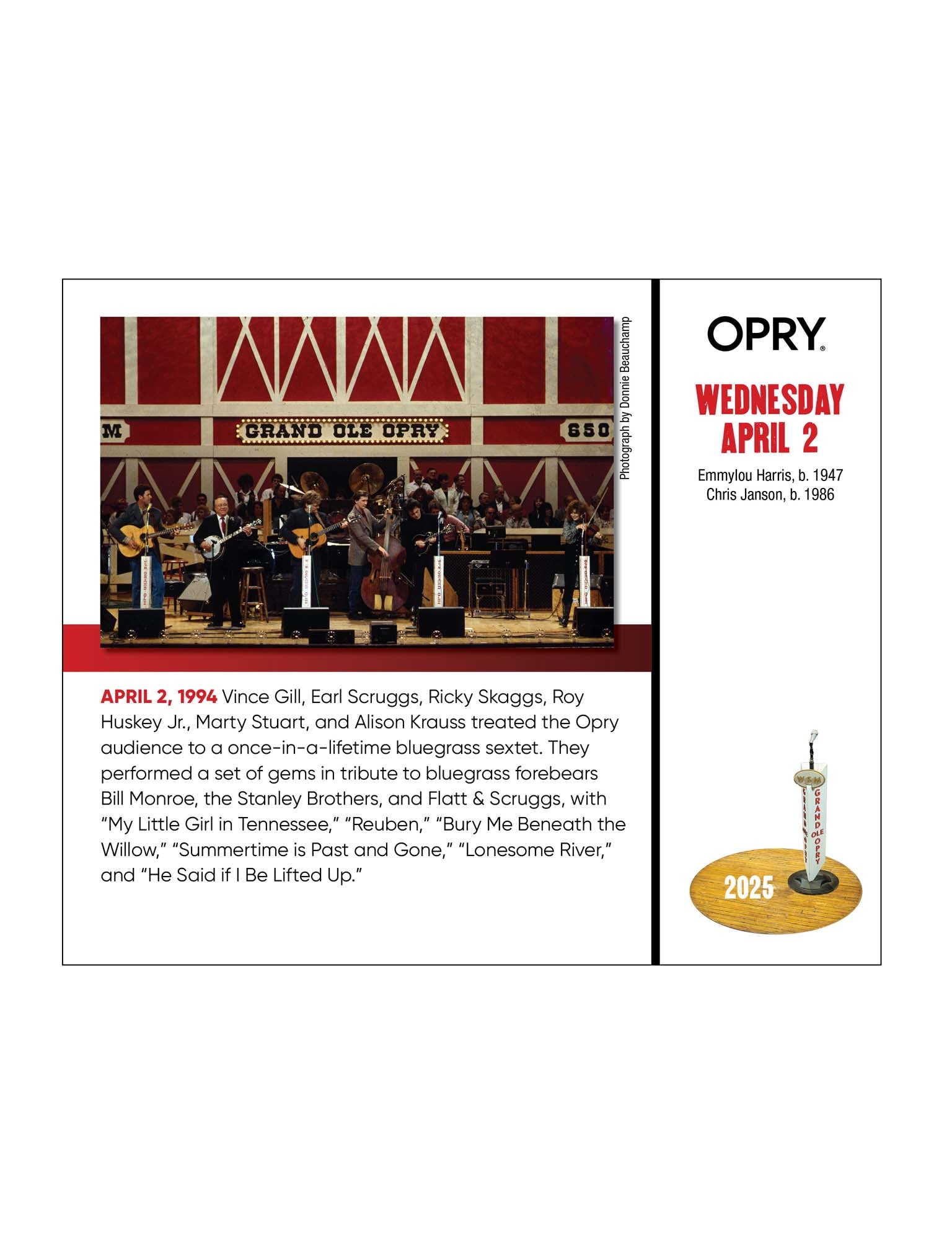 Opry 2025 Daily Desk Calendar