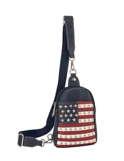 American Pride Sling Bag Navy - HANDBAGS