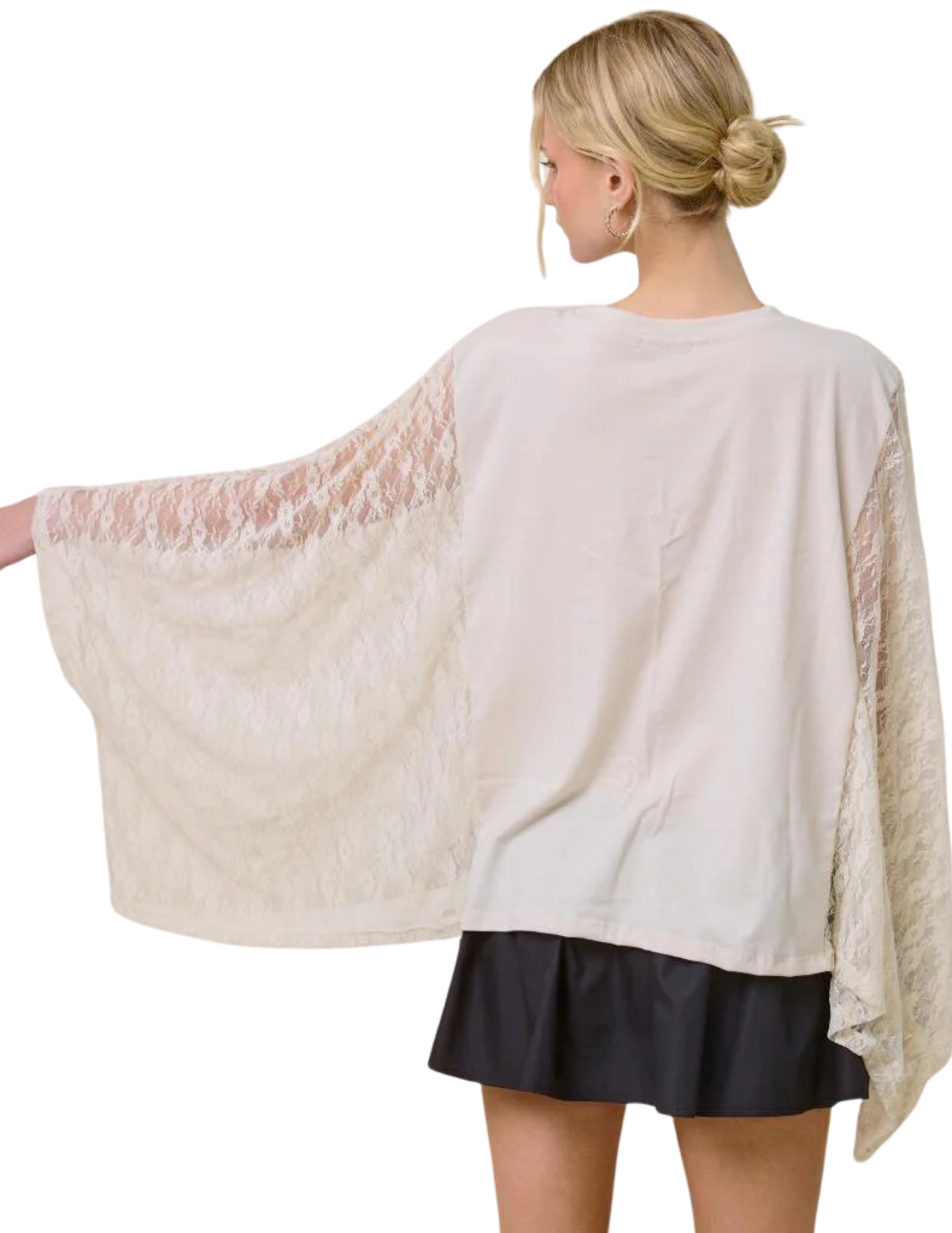 American Cowboy Lace Kaftan Sleeve Top - CREWS