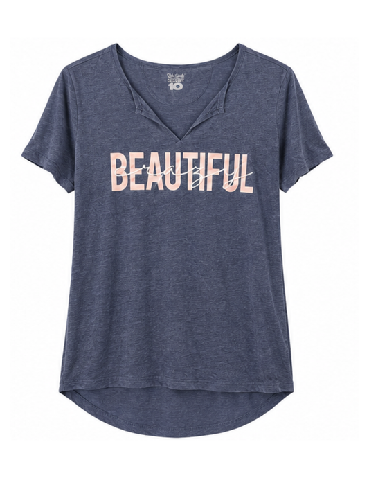 Beautiful Crazy Ladies Navy T-Shirt - NAVY / SM - VNECK