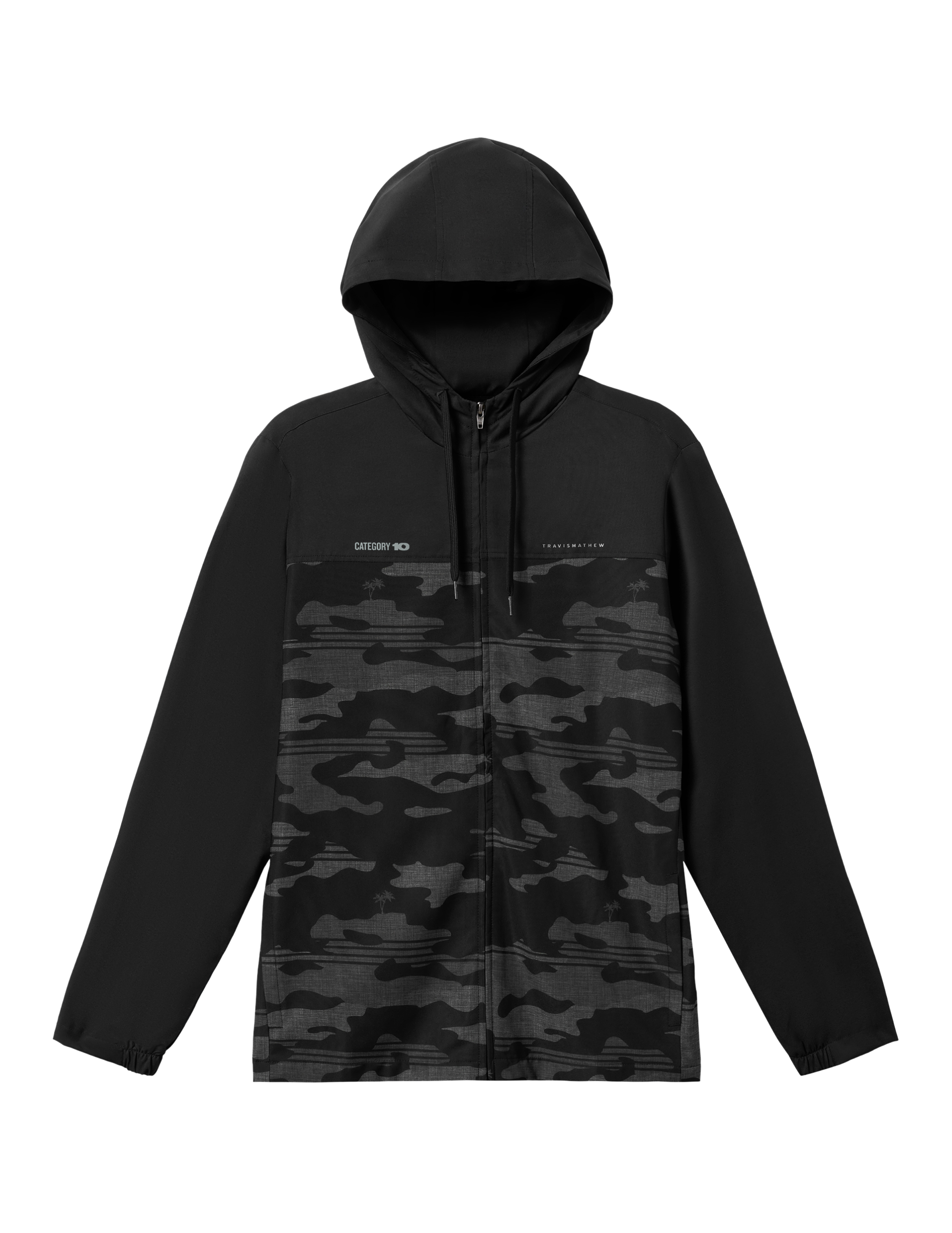 Category 10 Black Camo Zip-Up Tech Hoodie by TravisMathew