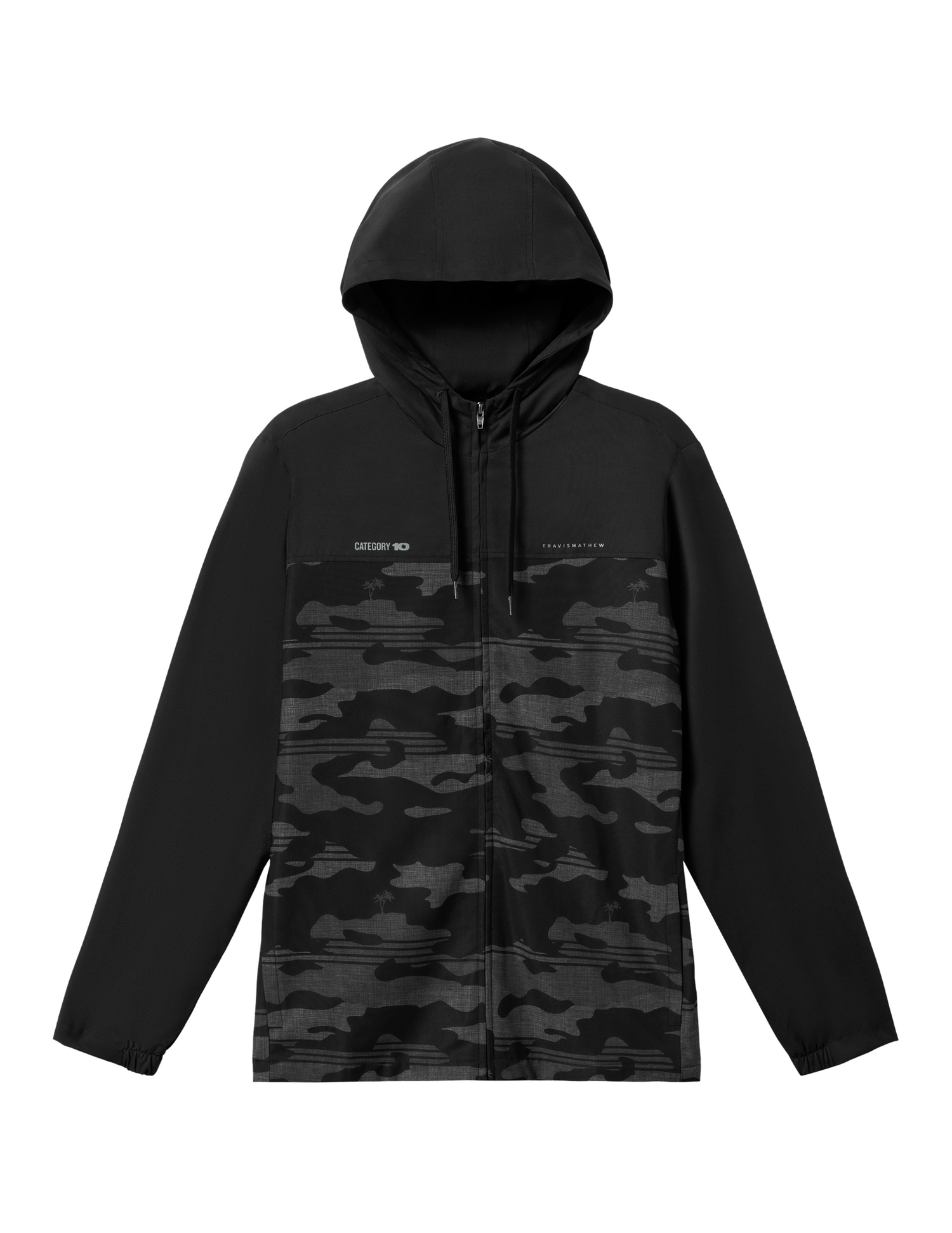 Category 10 Black Camo Zip-Up Tech Hoodie by TravisMathew