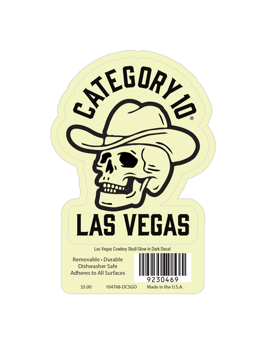 Las Vegas Cowboy Skull Glow In Dark Decal - STICKERS/DECALS