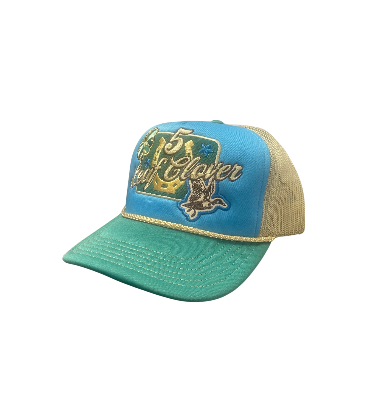 Category 10 Five Leaf Clover Patch Trucker Hat