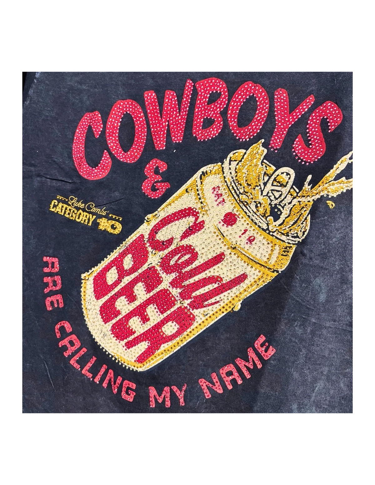 Category 10 Womens Bling Cowboys and Cold Beer Crop - CROPS