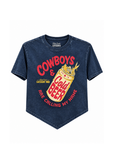 Category 10 Womens Bling Cowboys and Cold Beer Crop - CROPS