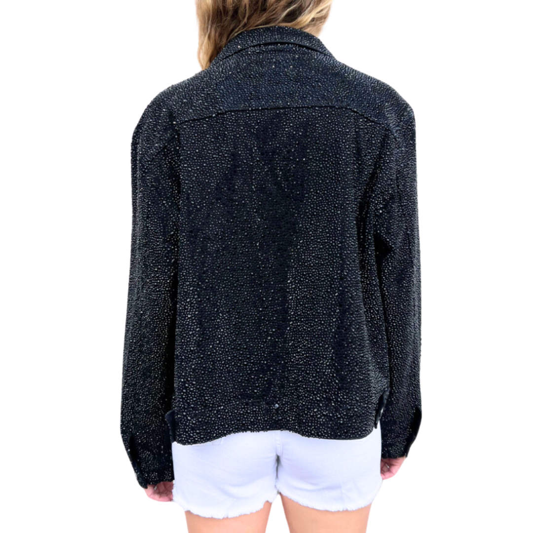Daniel Diamond Cash Rhinestone Black Denim Jacket - JACKETS