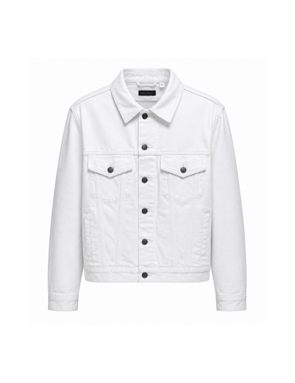 Daniel Diamond Dallas Pink Rhinestone Fringe White Denim Jacket - JACKETS
