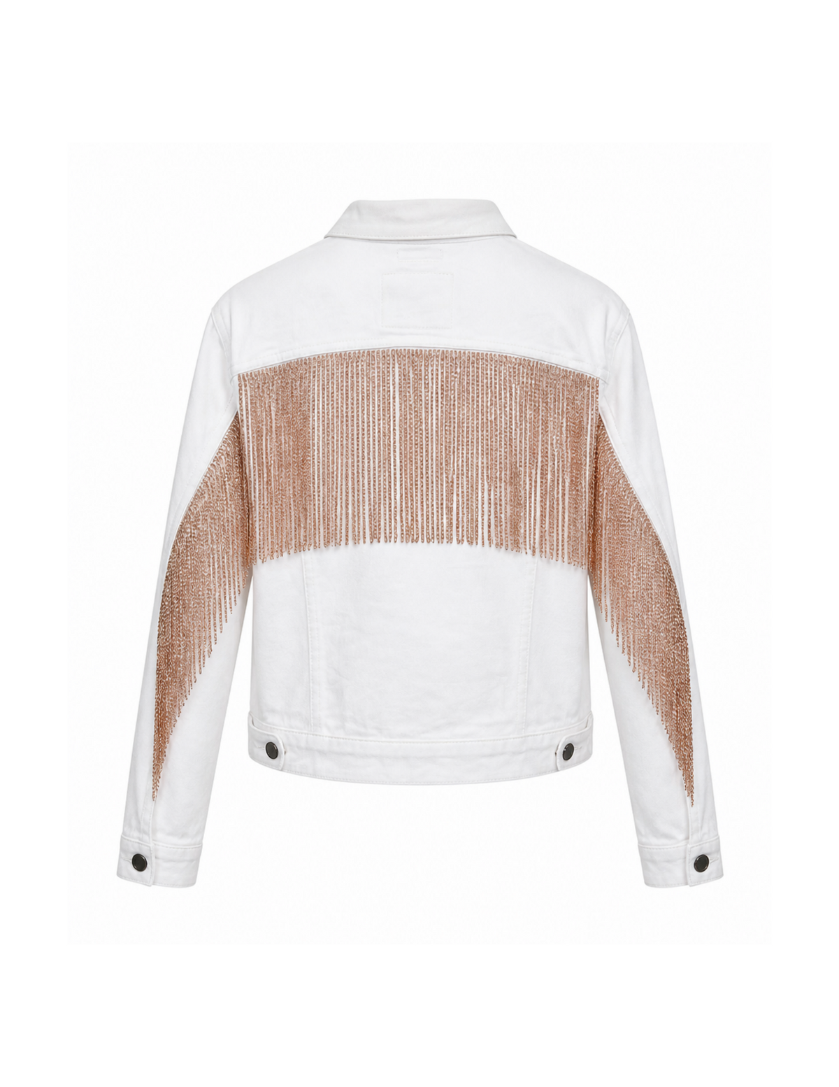 Daniel Diamond Dallas Pink Rhinestone Fringe White Denim Jacket - JACKETS