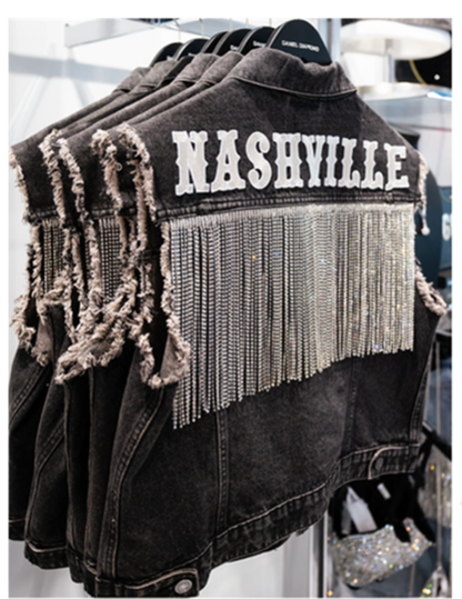 Daniel Diamond Nashville Patch Rhinestone Fringe Vest - VESTS