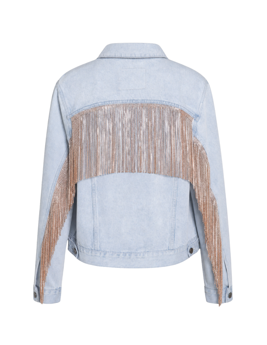 Daniel Diamond Dallas Pink Rhinestone Fringe Denim Jacket - JACKETS