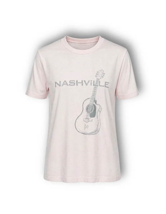 Daniel Diamond Nashville Pink Rhinestone Guitar Tee - PINK / SM - CREWS