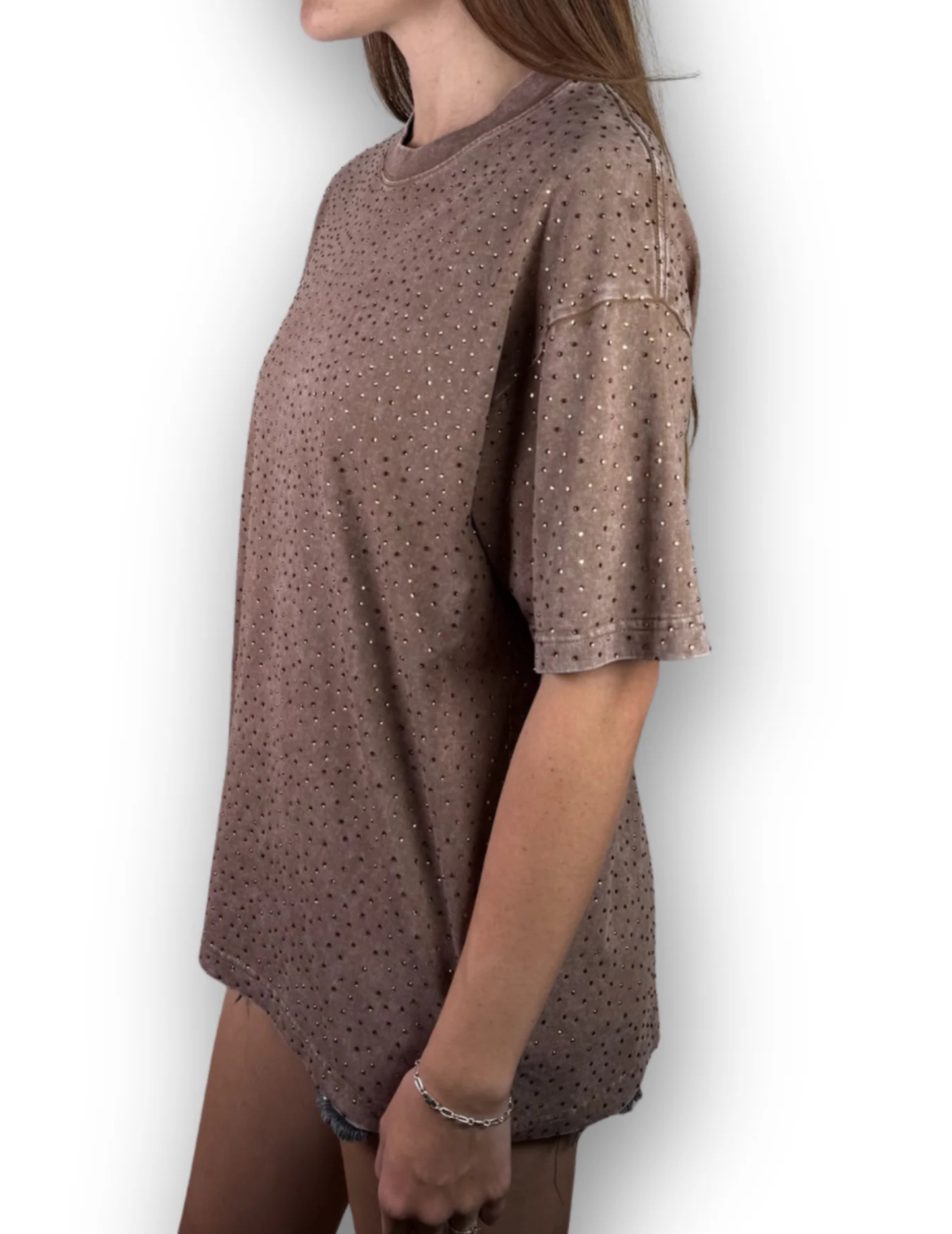 Daniel Diamond Brown Rhinestone VIP Tee - CREWS