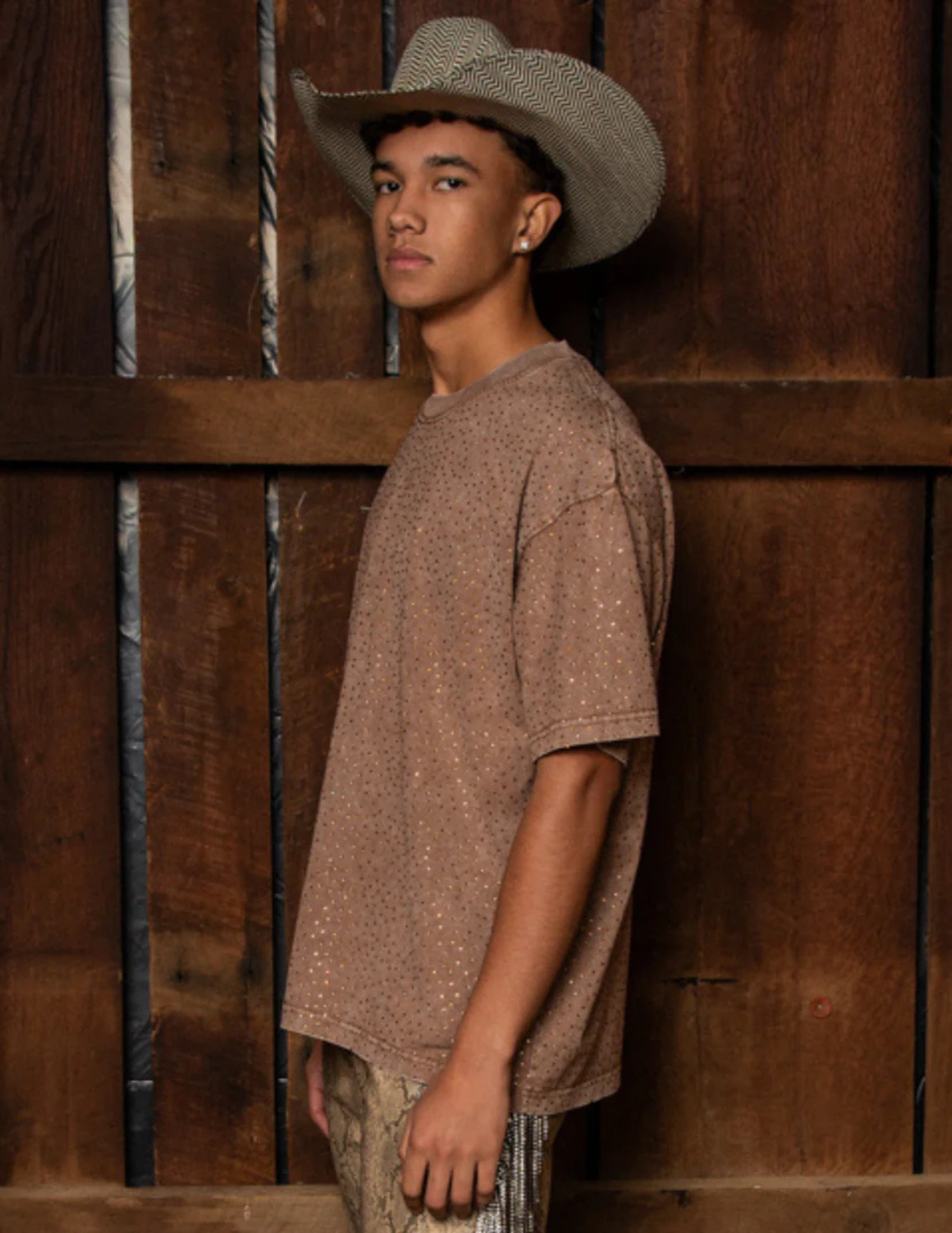 Daniel Diamond Brown Rhinestone VIP Tee - CREWS