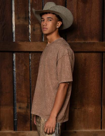 Daniel Diamond Brown Rhinestone VIP Tee - CREWS