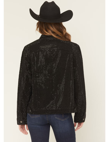 Daniel Diamond Cash Rhinestone Black Denim Jacket - JACKETS
