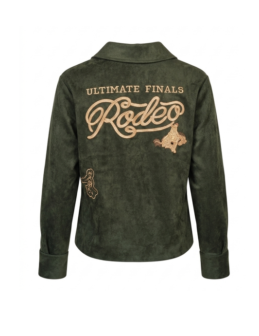 Rodeo Embroidered Green Suede Jacket - GREEN / SM - JACKETS