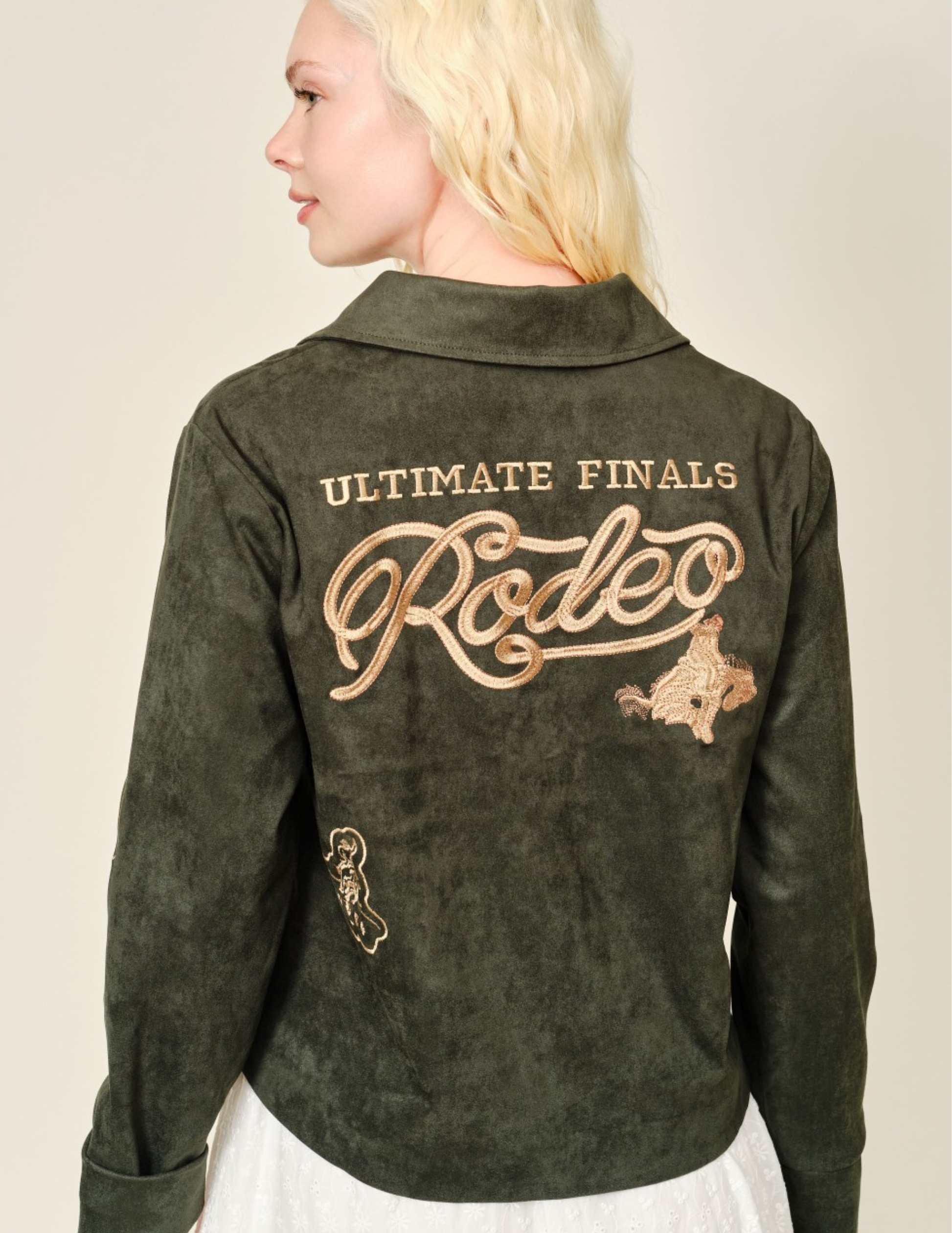 Rodeo Embroidered Green Suede Jacket - JACKETS