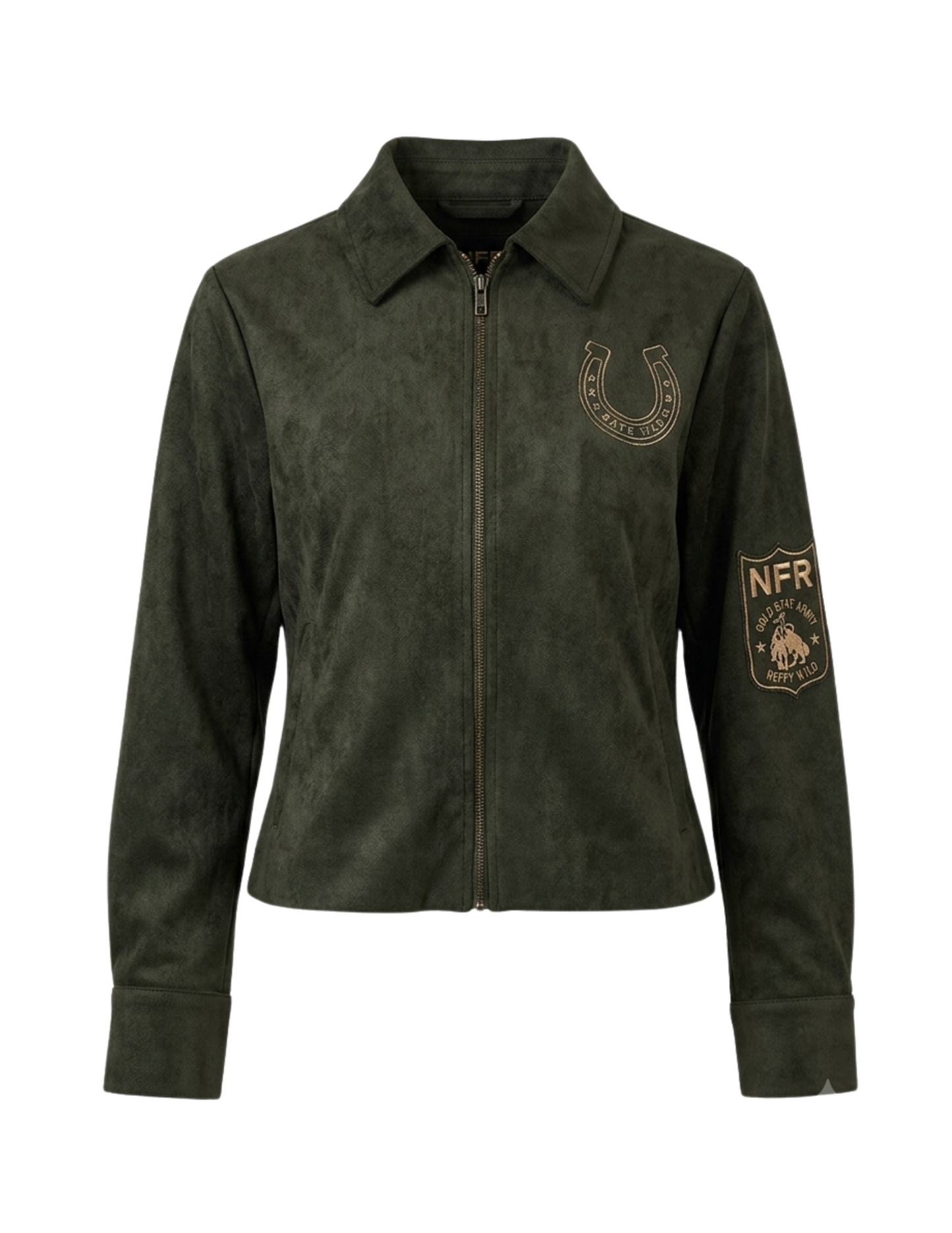 Rodeo Embroidered Green Suede Jacket - JACKETS