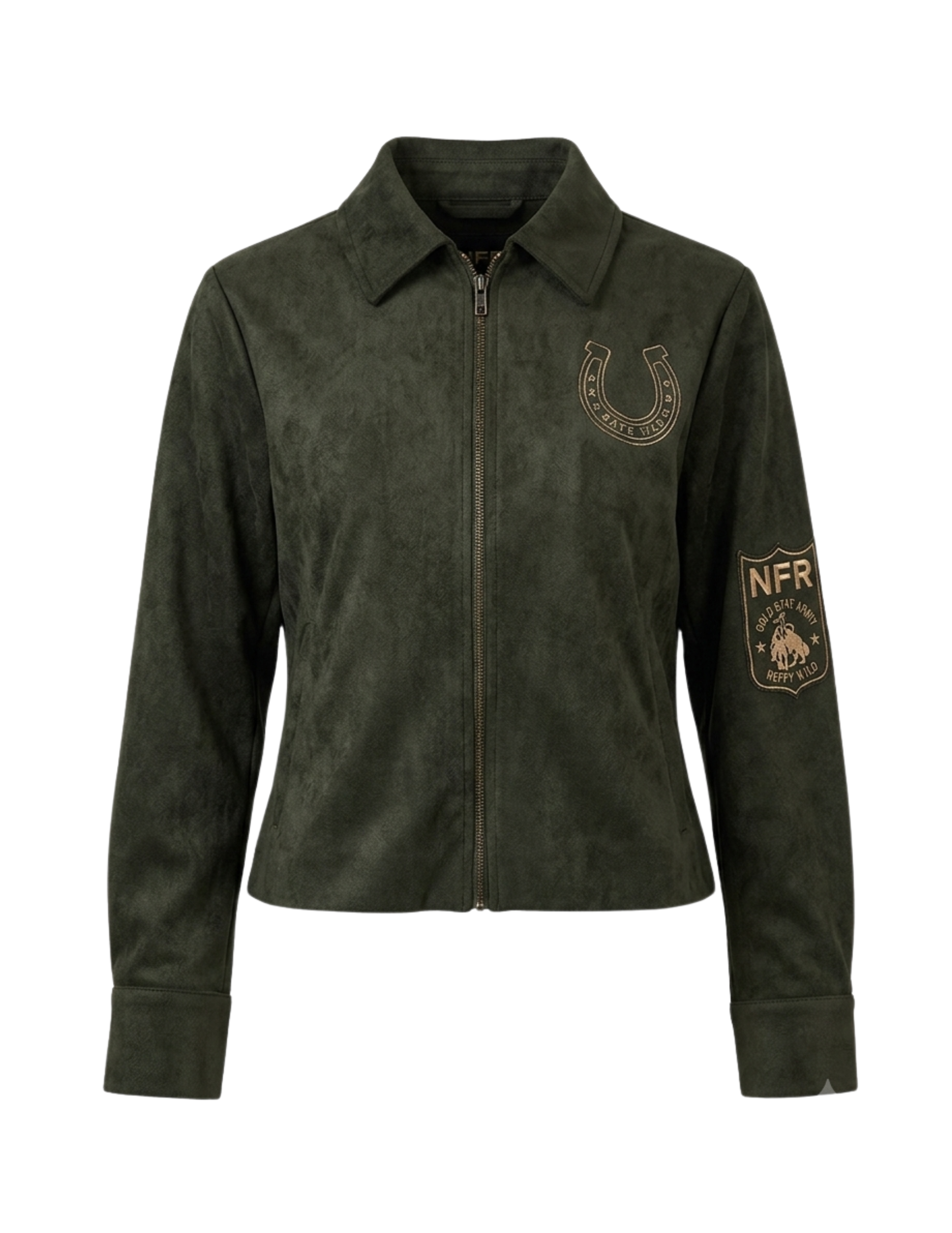 Rodeo Embroidered Green Suede Jacket - JACKETS