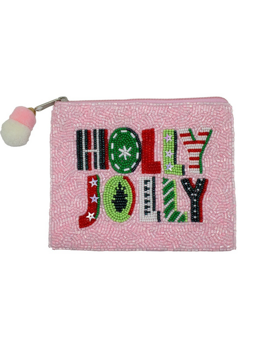 Holly Jolly Beaded Coin Pouch - HANDBAGS