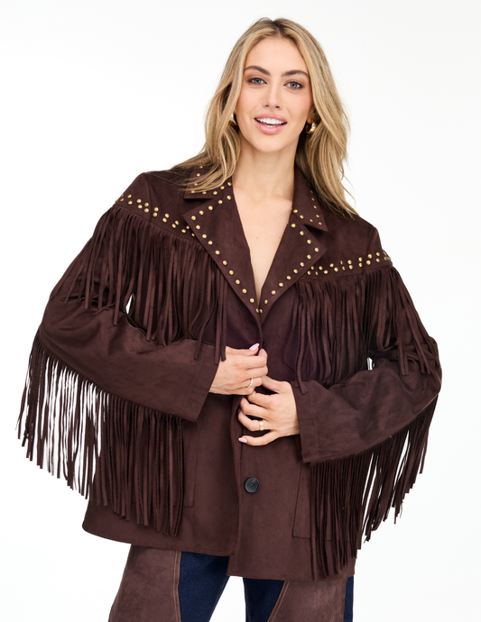 Kittenish Suede Fringe Jacket - JACKETS