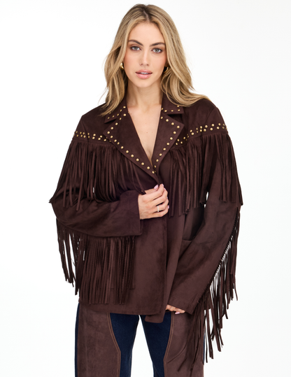 Kittenish Suede Fringe Jacket - JACKETS