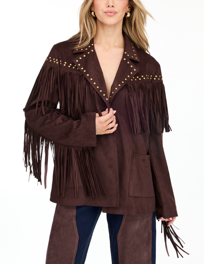 Kittenish Suede Fringe Jacket - JACKETS