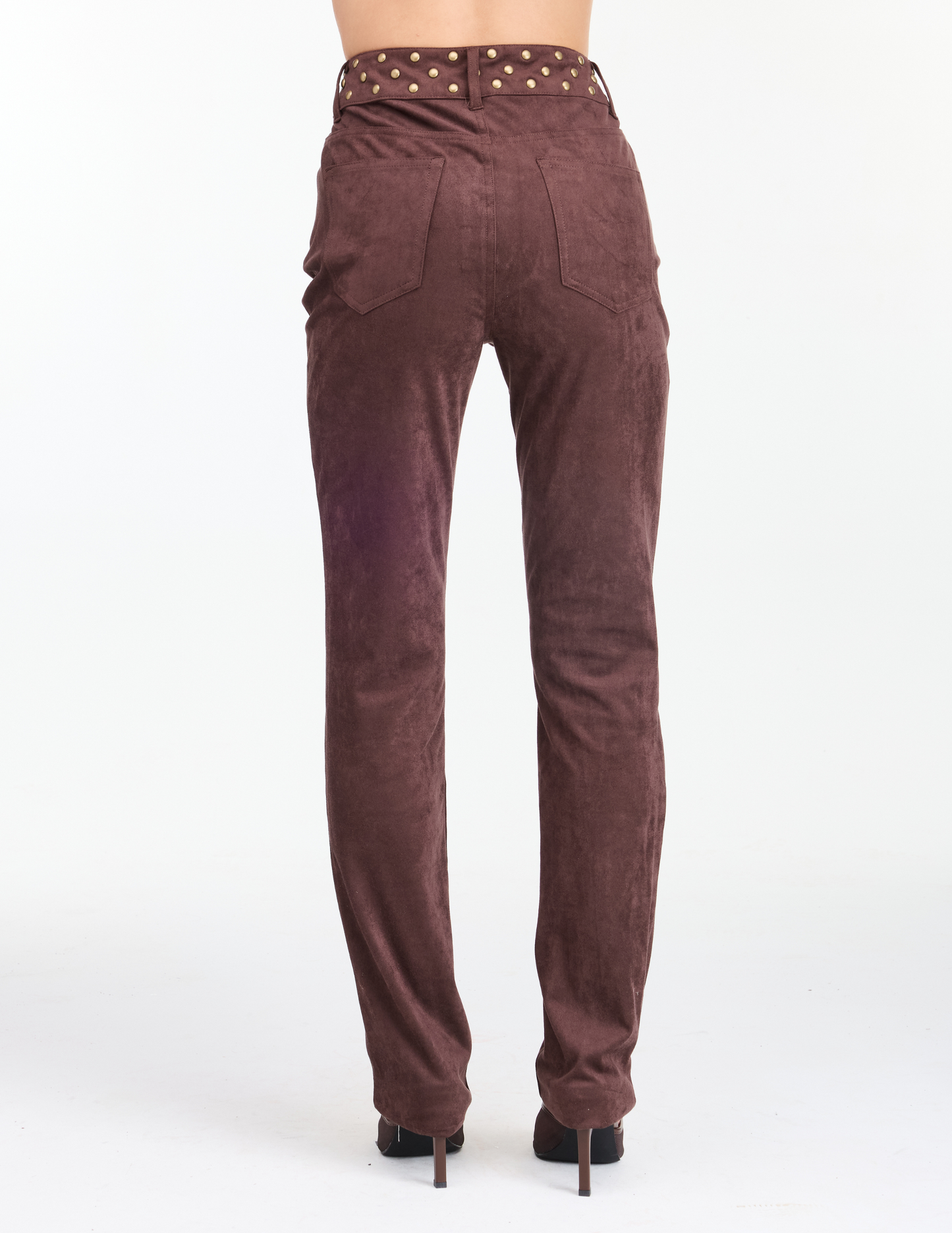 Kittenish Studded Suede High Rise Skinny Pants - PANTS