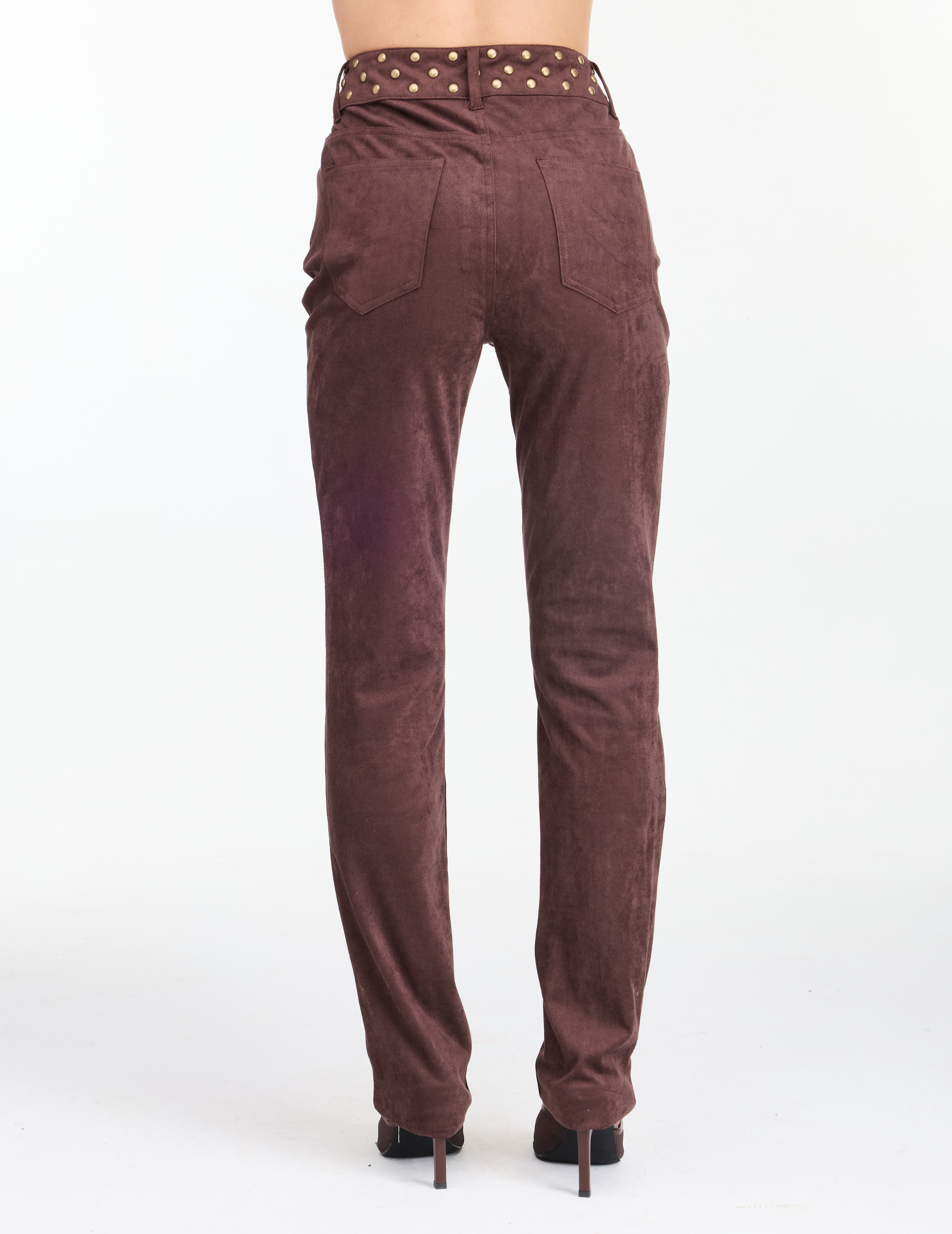 Kittenish Studded Suede High Rise Skinny Pants - PANTS