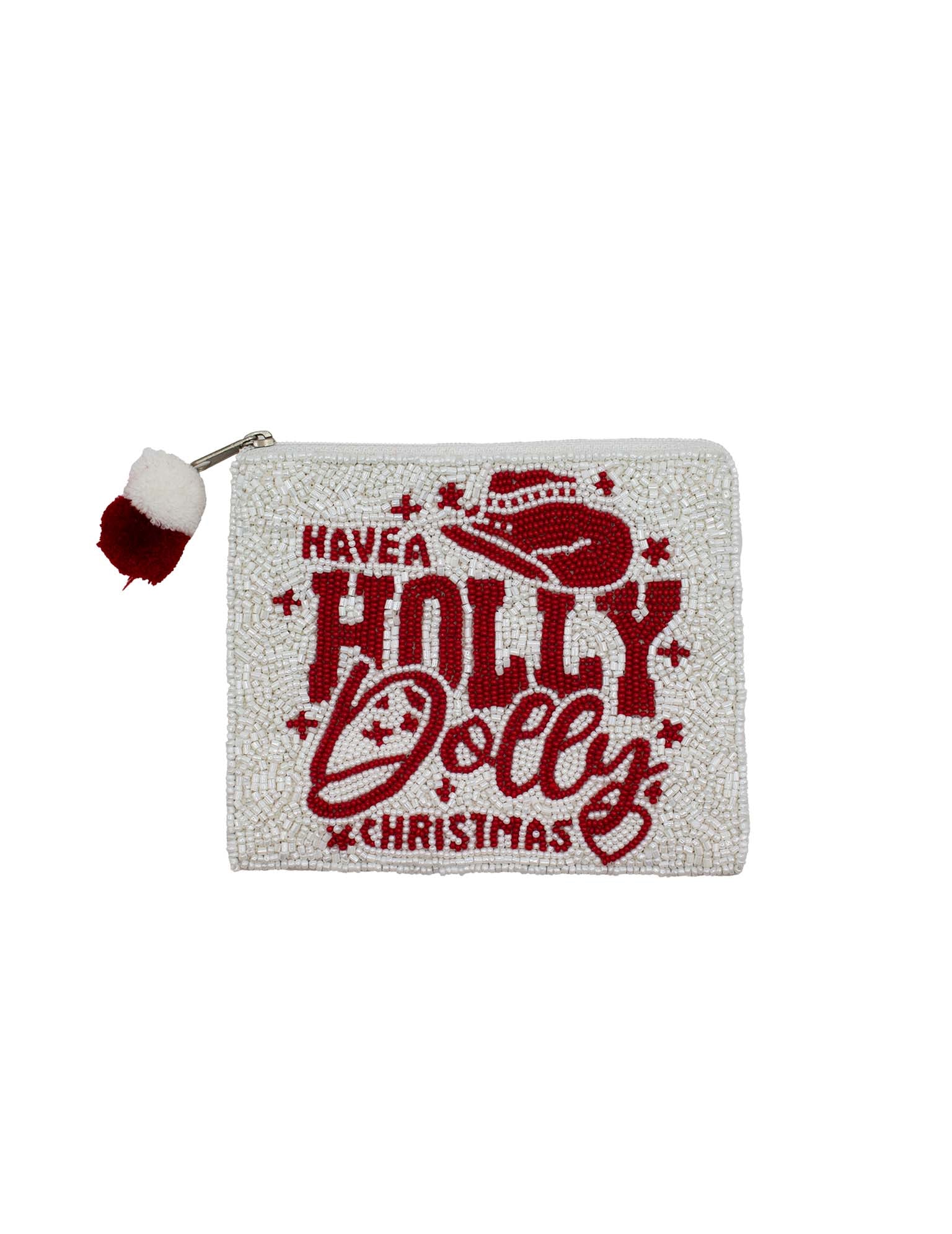 Holly Dolly Christmas Beaded Pouch