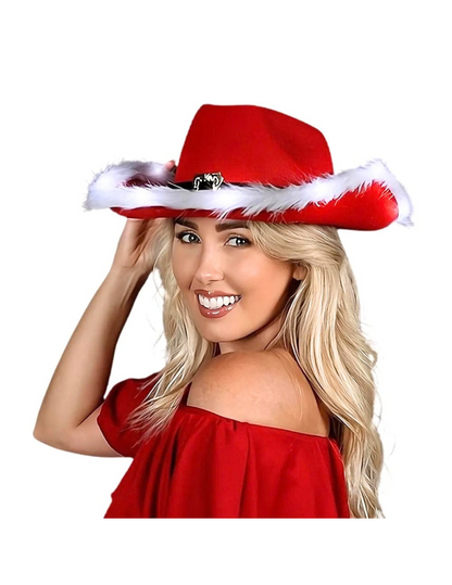 Light Up Santa Cowboy Hat - COWBOY