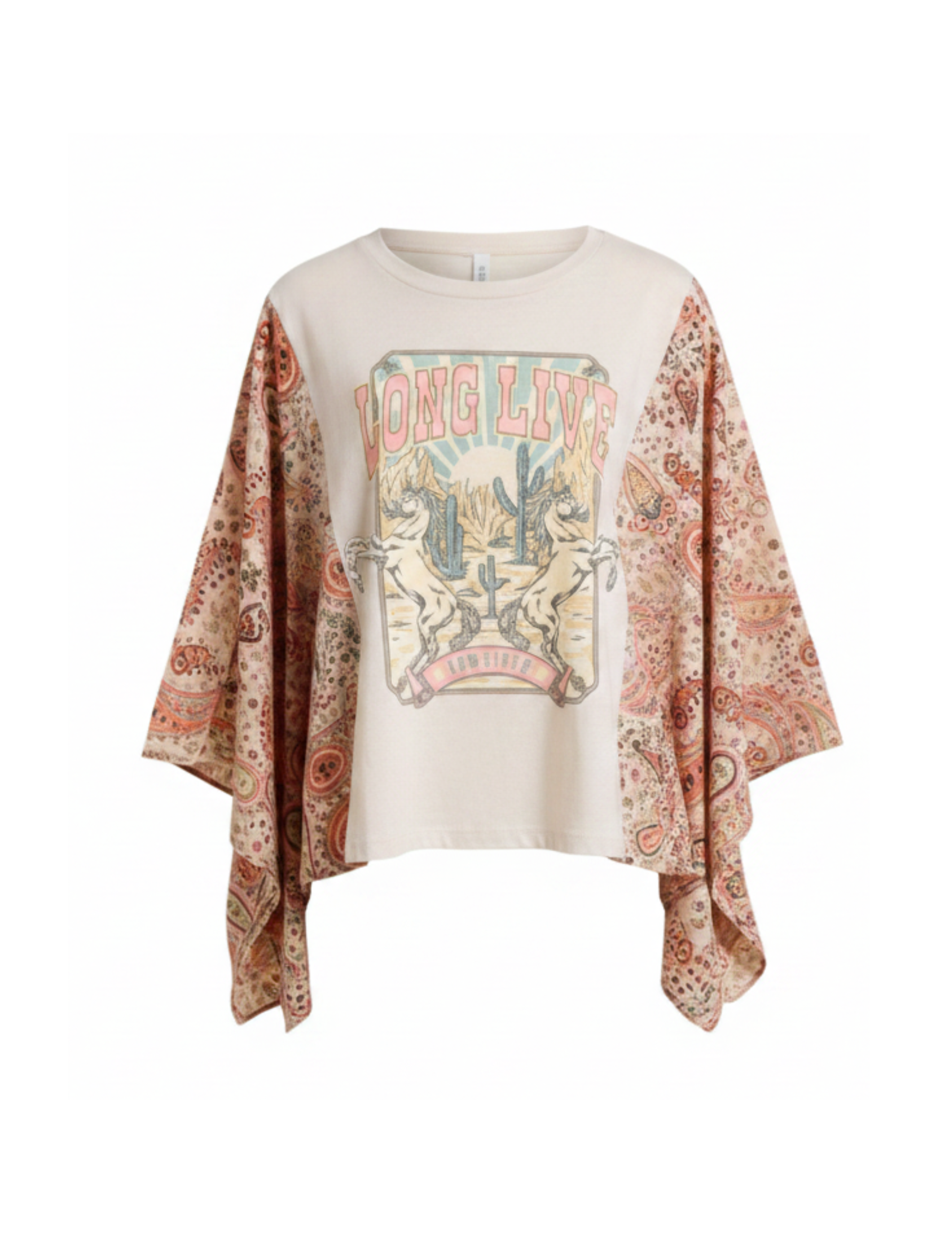 Long Live Cowgirls Kaftan Paisley Sleeve Top - CREWS