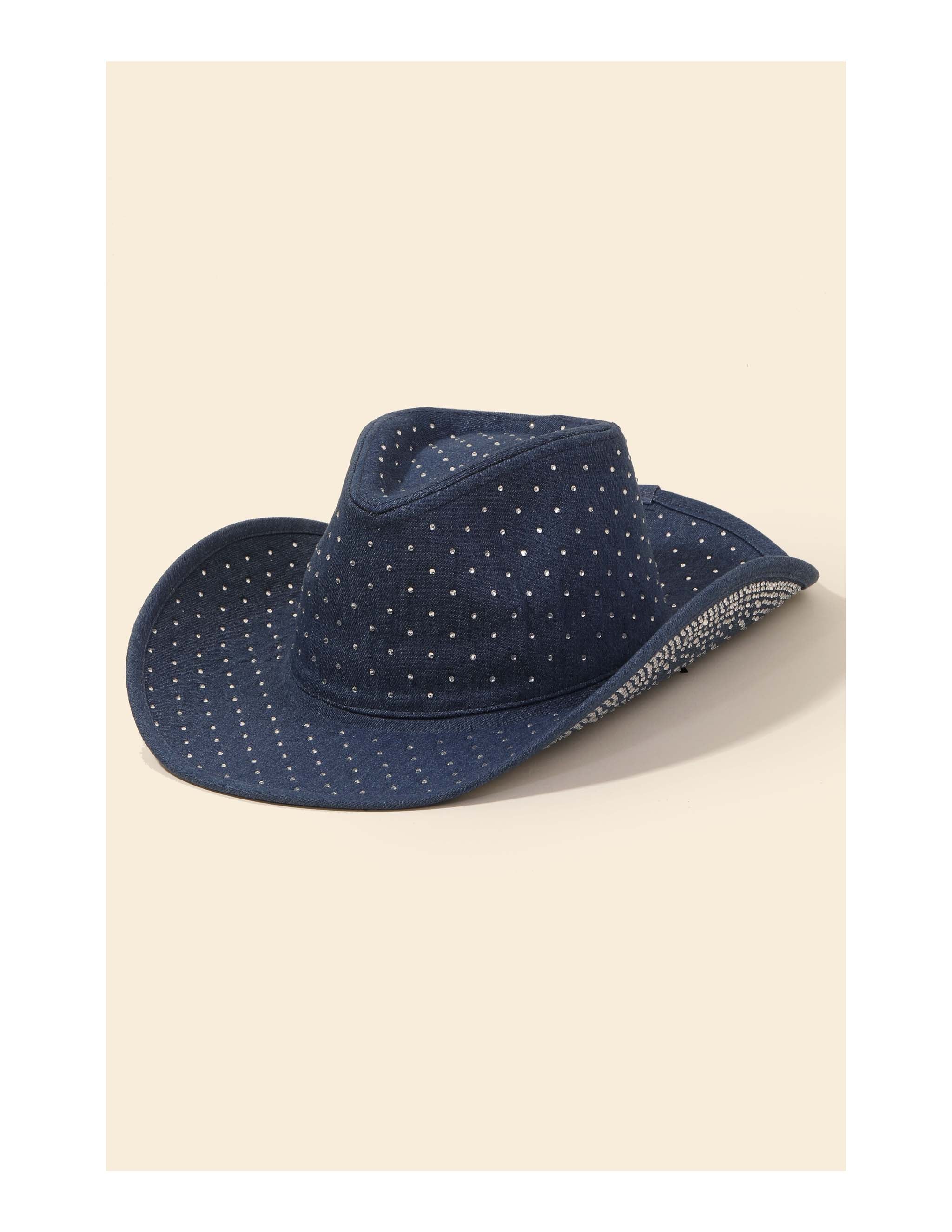 Studded Denim Cowboy Hat
