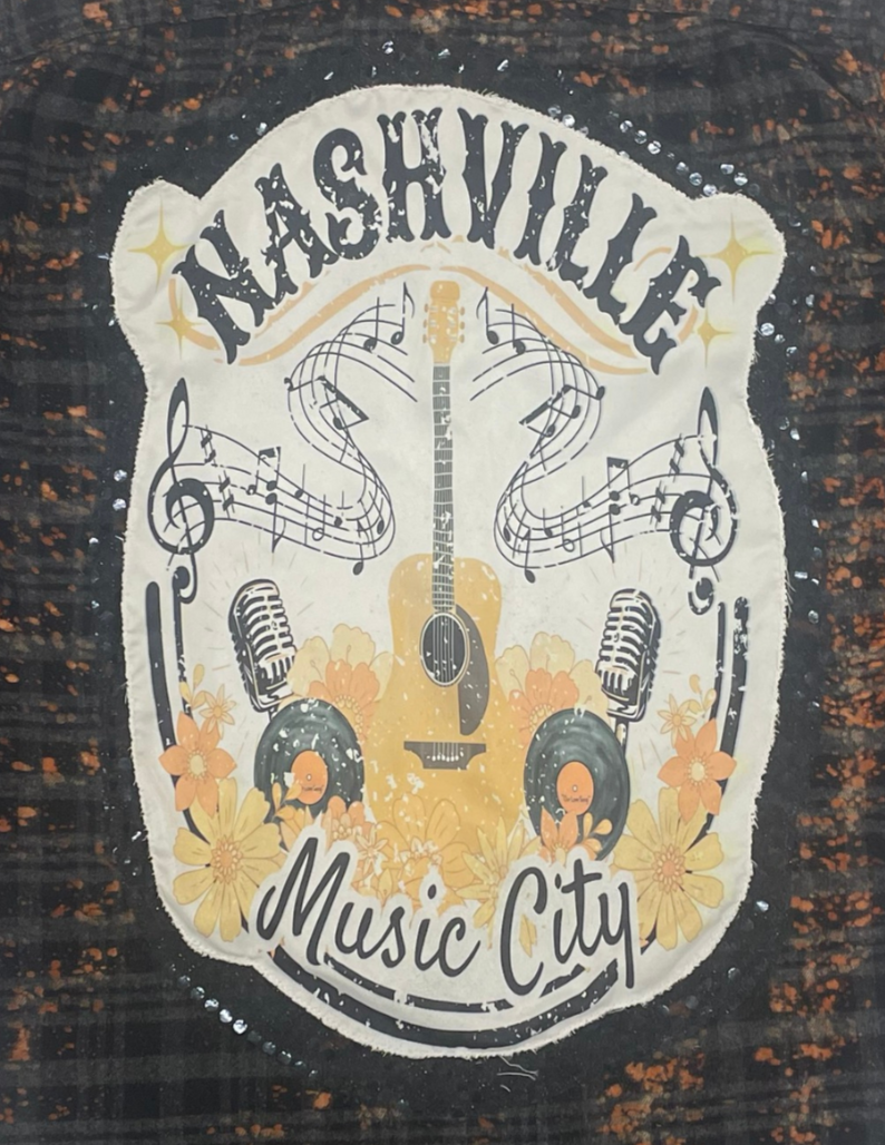 Nashville Music City Sequin Flannel