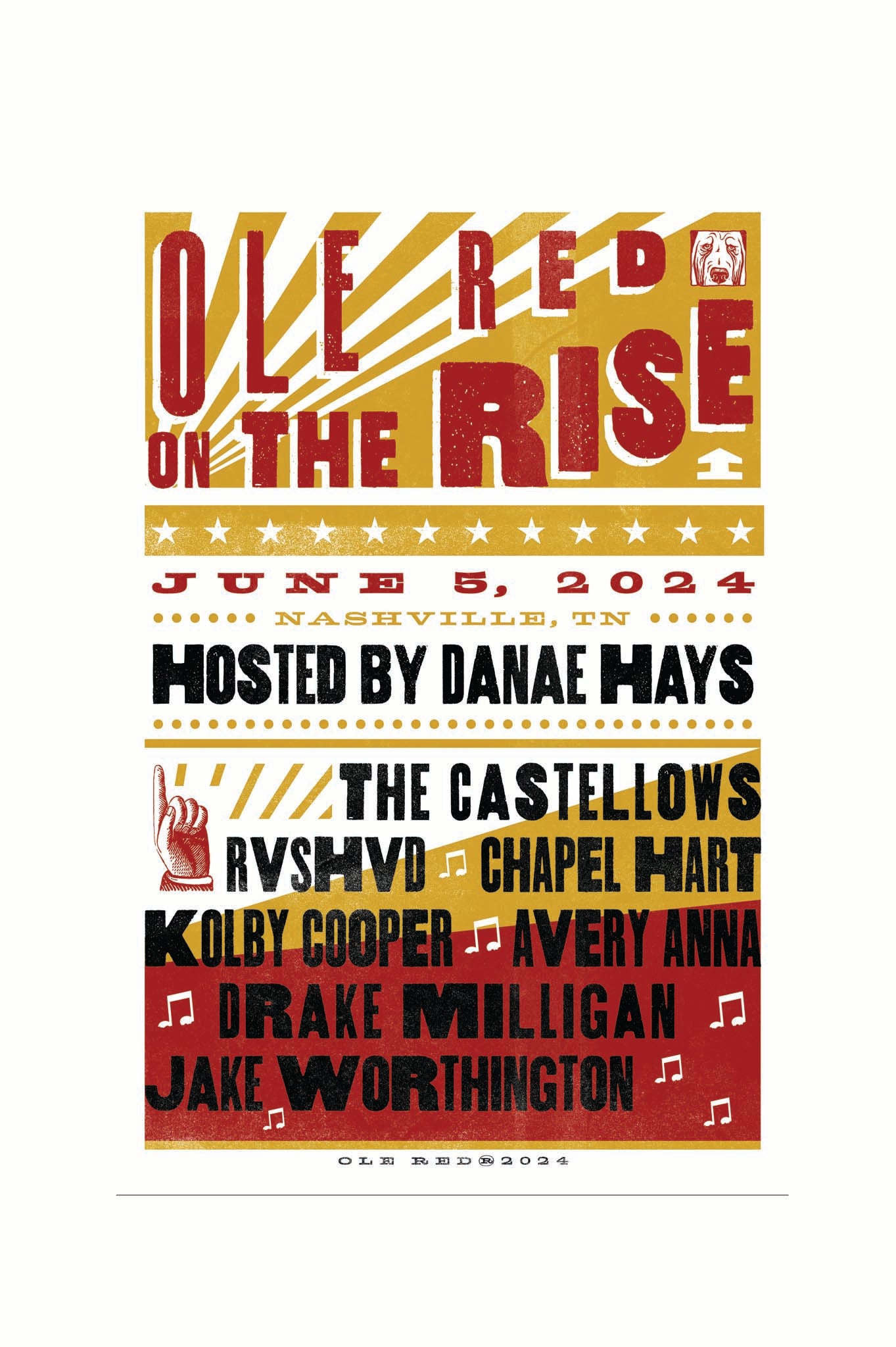 Ole Red Nashville On the Rise 2024 Lineup Poster