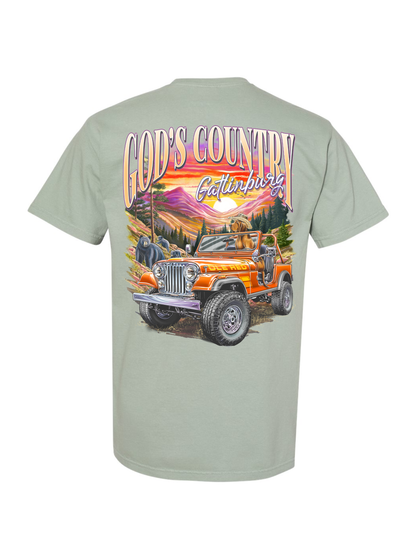 Ole Red Gatlinburg God’s Country Jeep T-Shirt - GREEN / SM - CREWS
