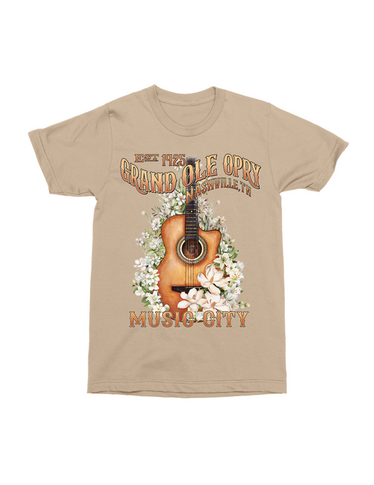 Opry Acoustic Guitar Floral Tee - CREWS