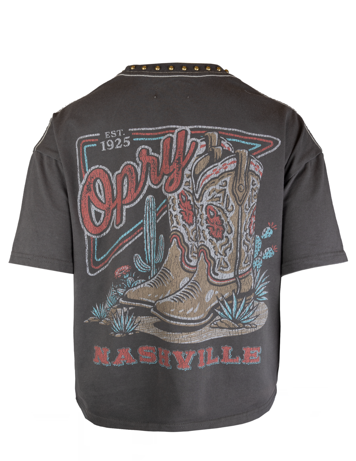 Opry Women’s Step Into The Circle Studded Boxy T-Shirt - CREWS