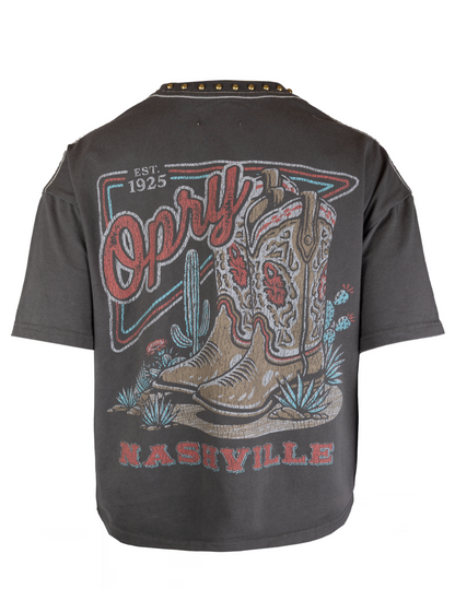 Opry Women’s Step Into The Circle Studded Boxy T-Shirt - CREWS