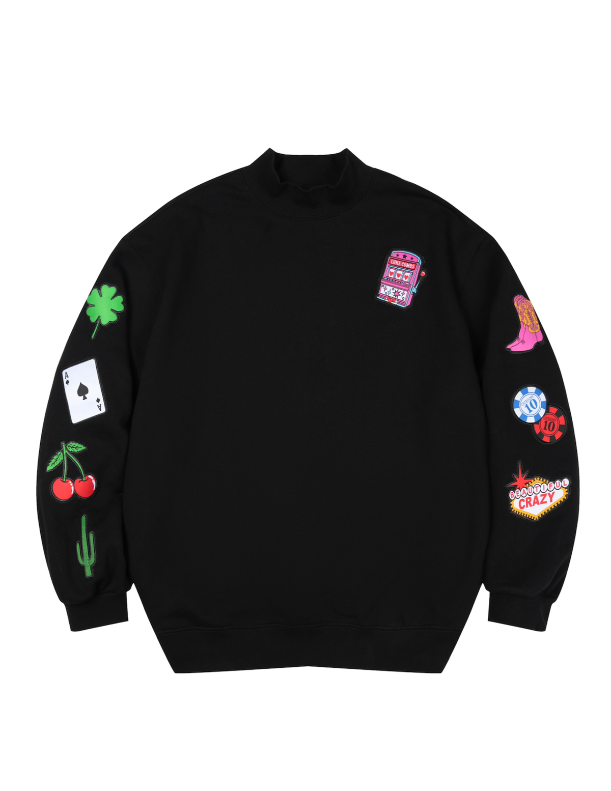 Category 10 Las Vegas Patch Mock Sweatshirt - BLACK / SM - MOCK