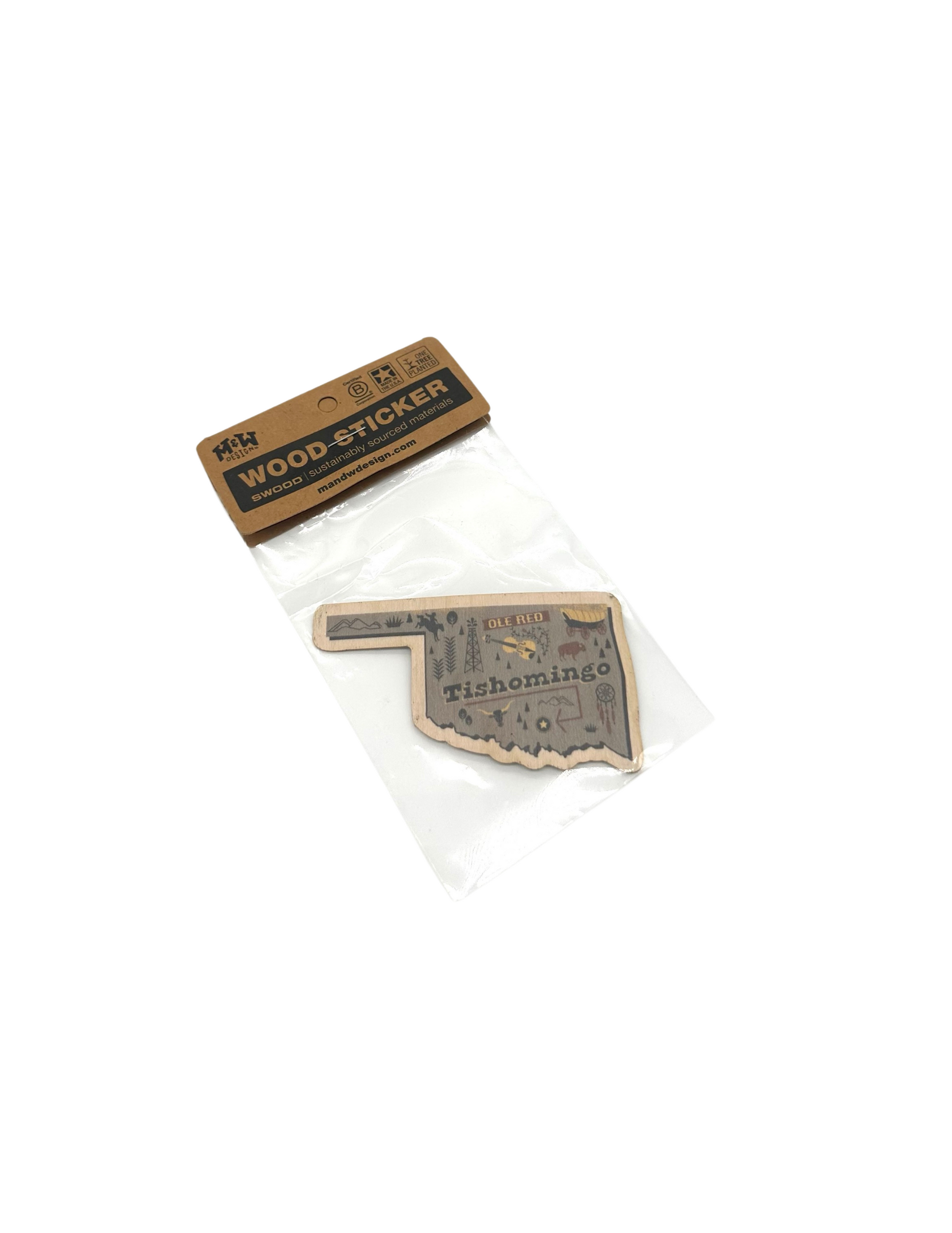 Ole Red Tishomingo Wood State Outline Sticker - SOUVENIRS