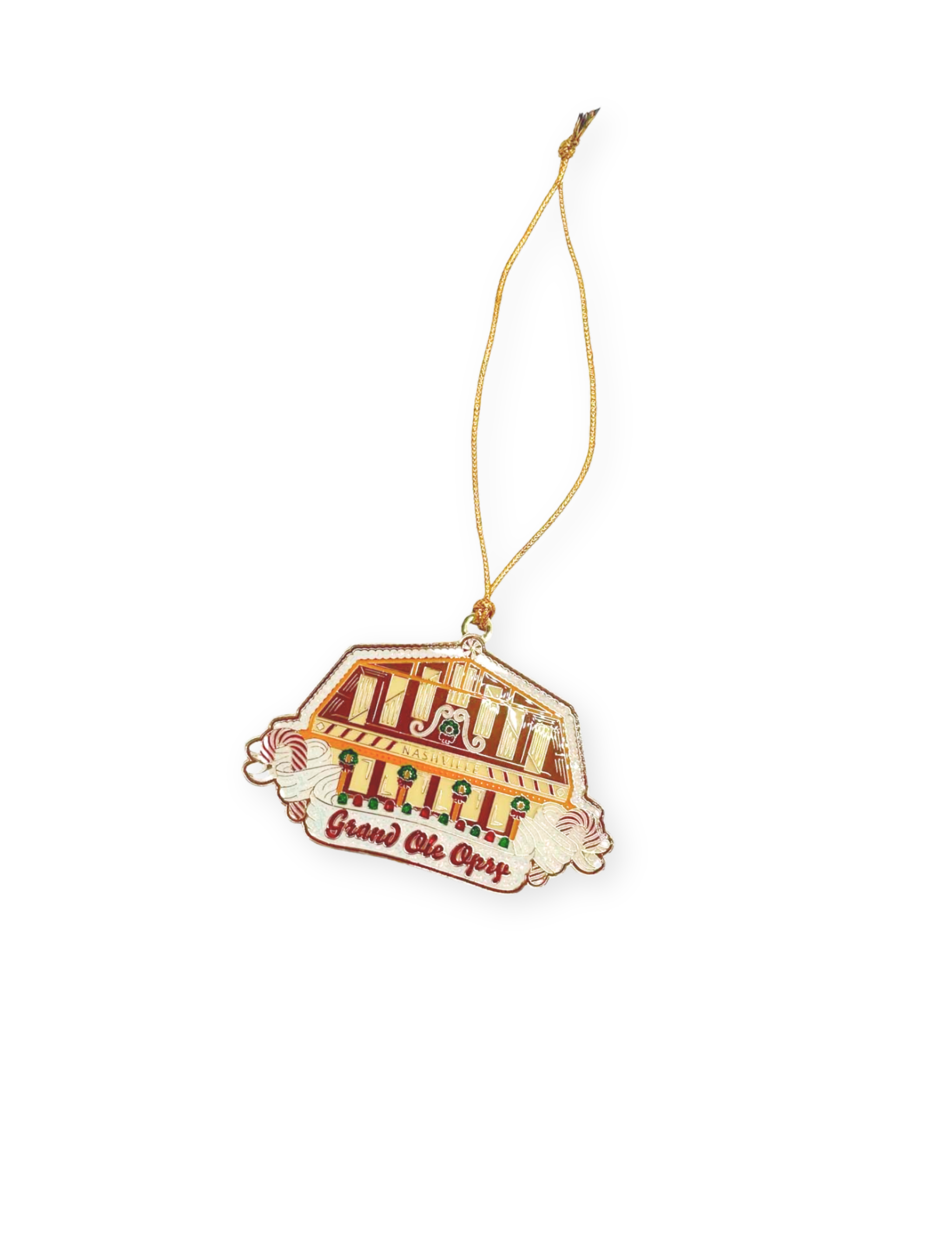 Opry Candy Cane Gingerbread Barn Ornament