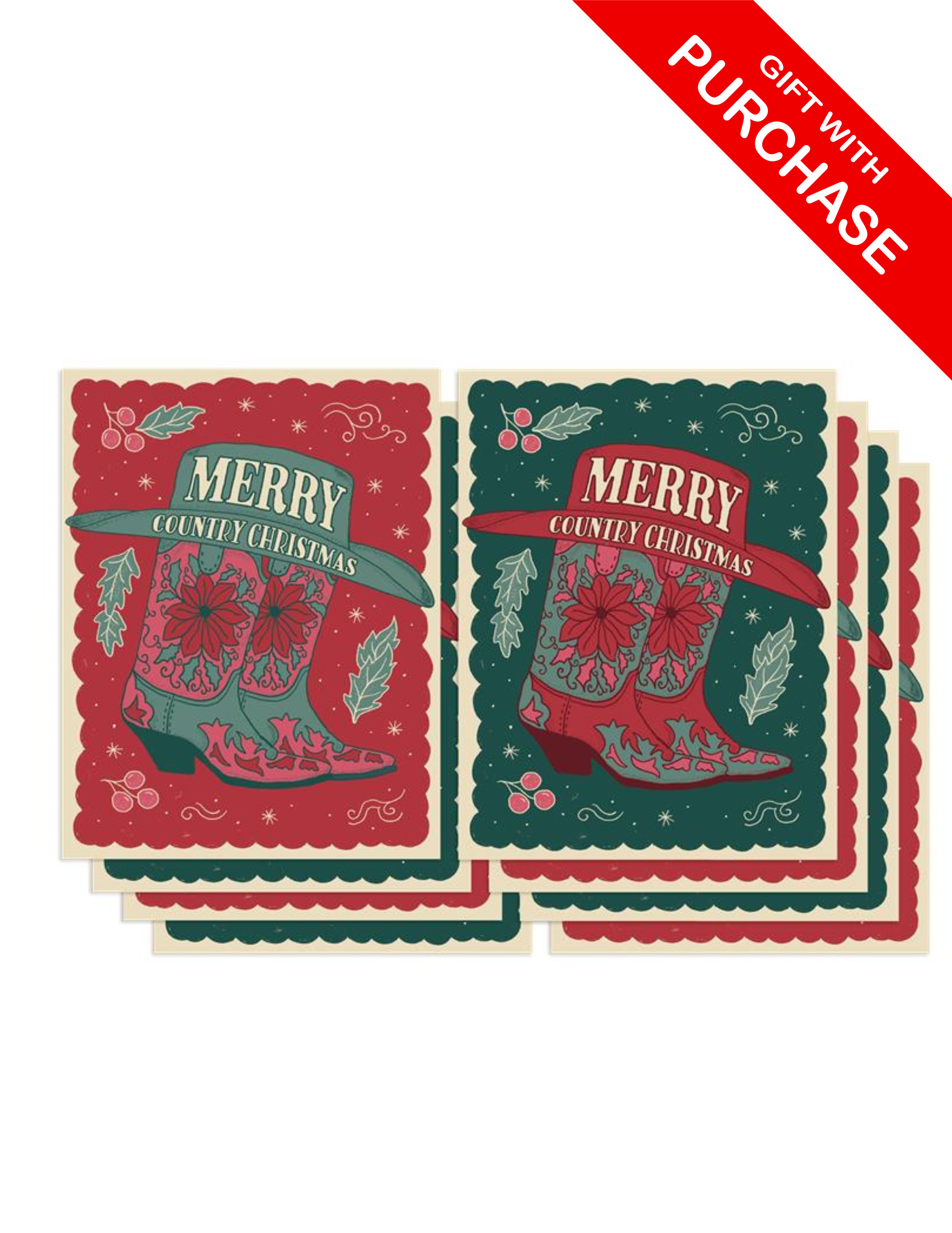 Country Christmas Card Set of 8